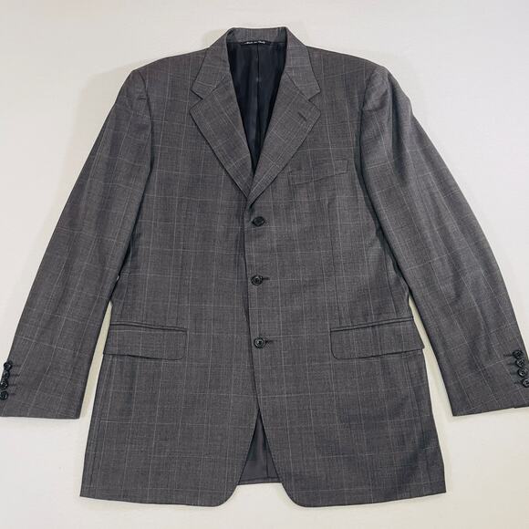 Canali Italian Suit Jacket Mens 52L EU 42L US Dark Gray 100% Wool 3 Button Notch - Picture 1 of 12